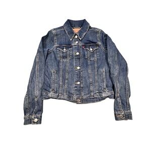 Levi's Blue Denim Trucker Jacket Classic Stretch Button Up Womens Size M